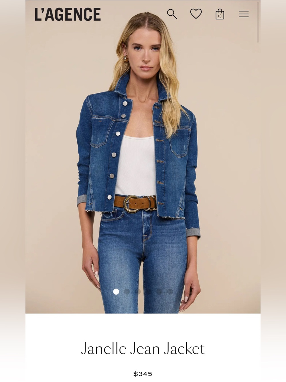 L'AGENCE Medium Wash Denim Jacket with Cream Label